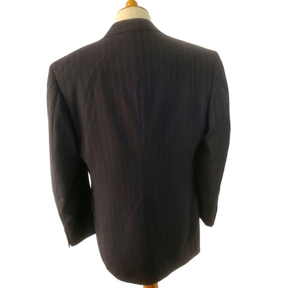 Vintage Ninno Cerutti Bullocks 2 Button Sport Coat Wool Blue Pin Stripe Mens 44R - Picture 3 of 12